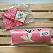  NIB Bundle Kyte Baby Newborn Knotted Cap  SWADDLE Blanket In Guava 46 46in