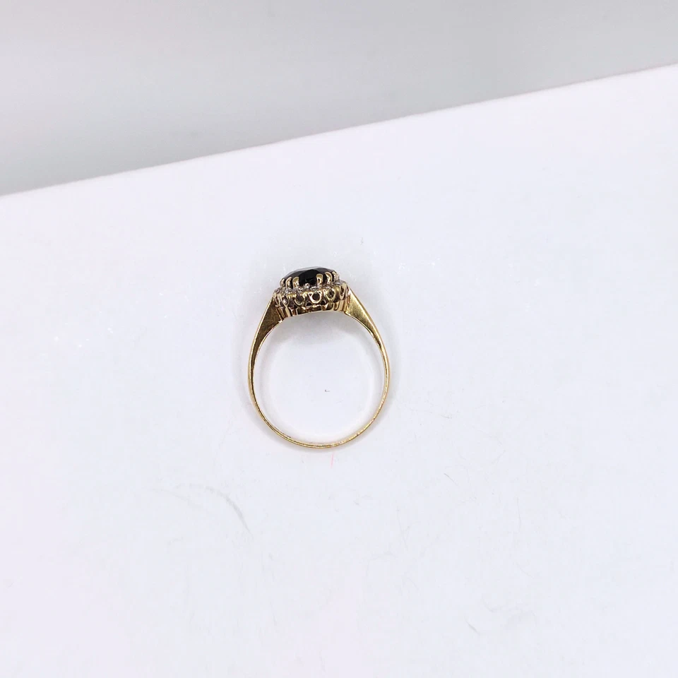 9ct Gold Sapphire and Diamond Ring Size P - Damaged Scrap - Image 4 of 4