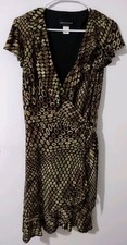 Connected Apparel Dress Wrap Style Dress Short Sleeve Circle Print Sz 12 Stretch