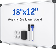 Magnetic White Board Kit Wall 18" x 12" 1 Dry Eraser 2 Multicolor Markers New