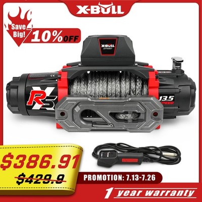 X-BULL Electric Winch 13500lb 12V Synthetic Rope Towing Truck Trailer Off-Road