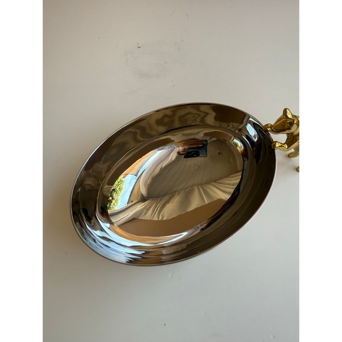 Michael Aram Cat & Mouse Bowl | Brass & Steel Serving Dish | Nut Candy Cheese - Picture 4 of 11