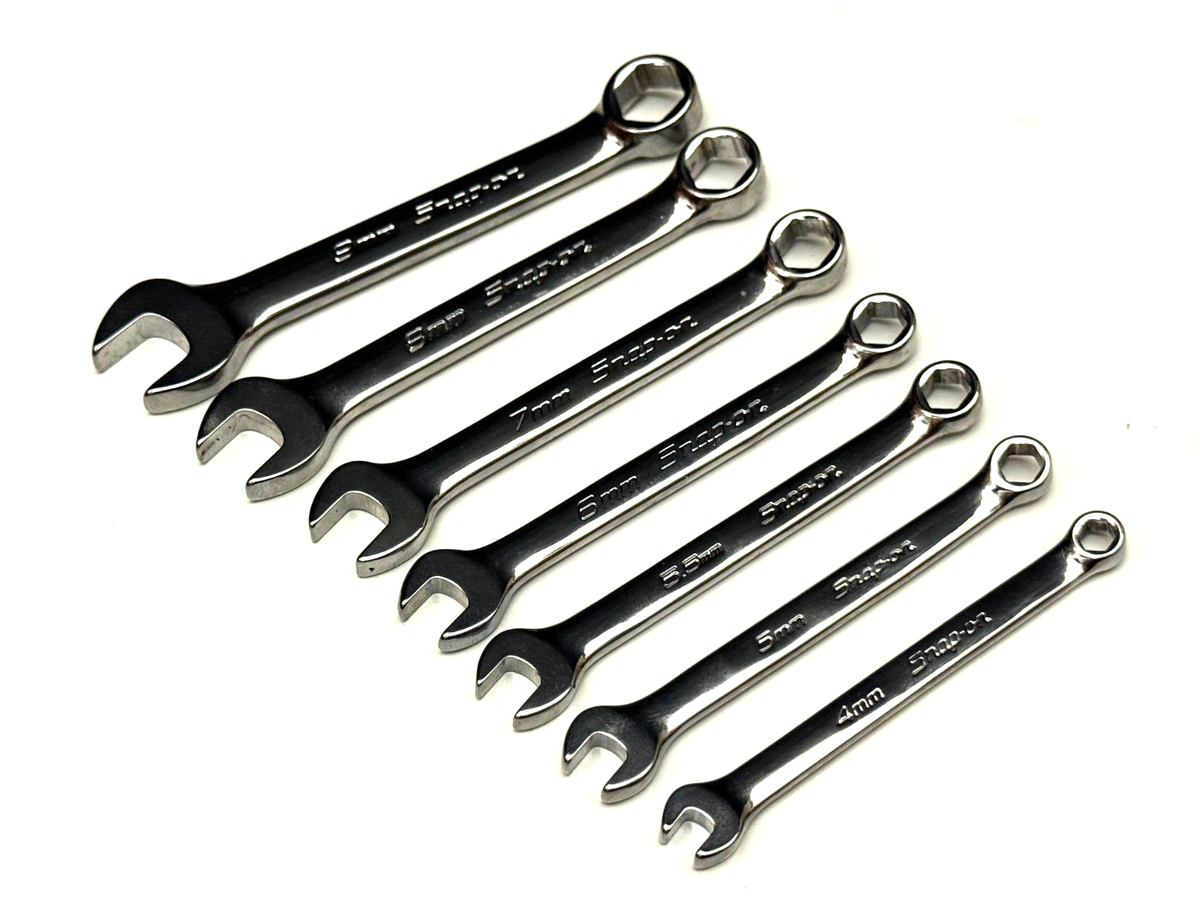 Snap-on 6 PT Metric Combination Midget Wrench 7 Pcs Set