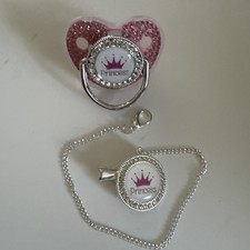 Bling Pacifier with Pacifiers Chain Clip Bpa Free Silicone Infant Nipple D