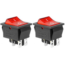 2Pcs AC 20A/125V 15A/250V DPST On/Off Rocker Switch with Red LED Light