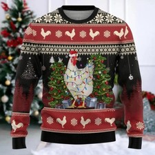 Chicken Ugly Christmas Sweater, Funny Farm Animal Holiday