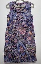 Talbots Paisley Shift Dress Womens 8 Business Casual Party Event sleeveless