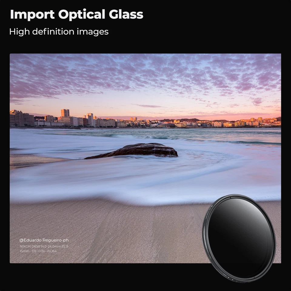K&F CONCEPT 37-82mm Variable ND Filter ND2-400 Adjustable Fader Neutral Density - Image 3 of 4