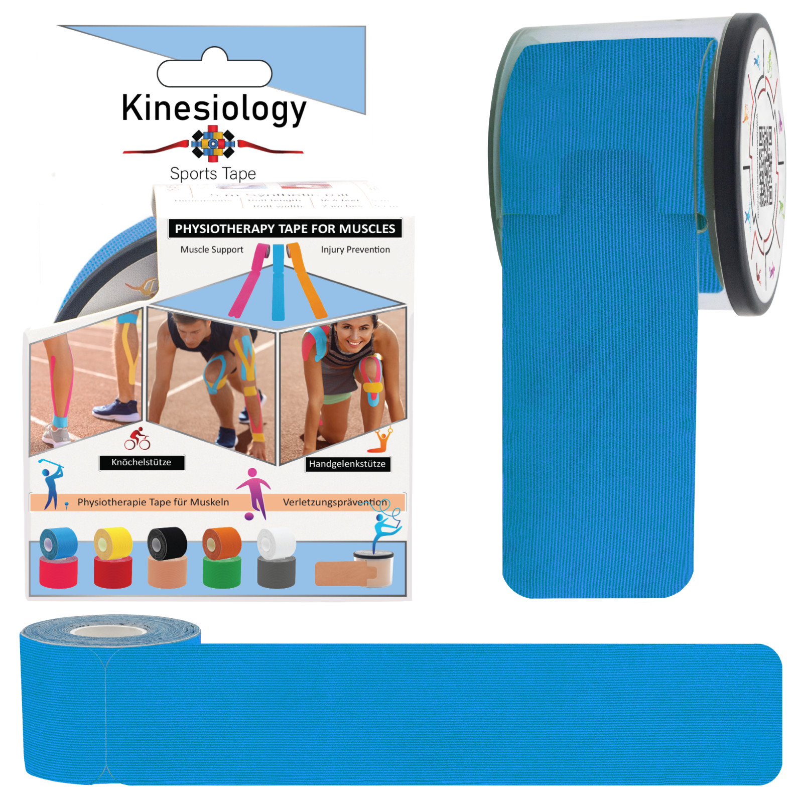 2 roll Blue Kinesiology Sport Tape Synthetic 5m Pre-cut 20 support Strip