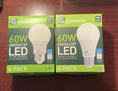 Lot of 2 Greenlite LED 4P9W 60W Equivalent Light Bulbs 800 Lumens Non-Dimmable