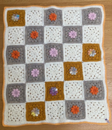 Handmade Crochet Baby Blanket – Soft Pram / Buggy Throw, Unique Gift - B3