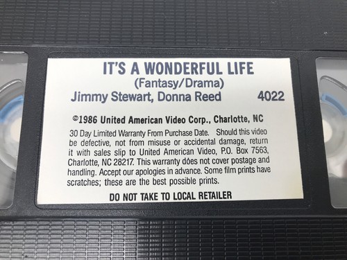 It's A Wonderful Life VHS 1986 Frank Capra’s Jimmy Stewart Donna Reed 4022 - Picture 5 of 5