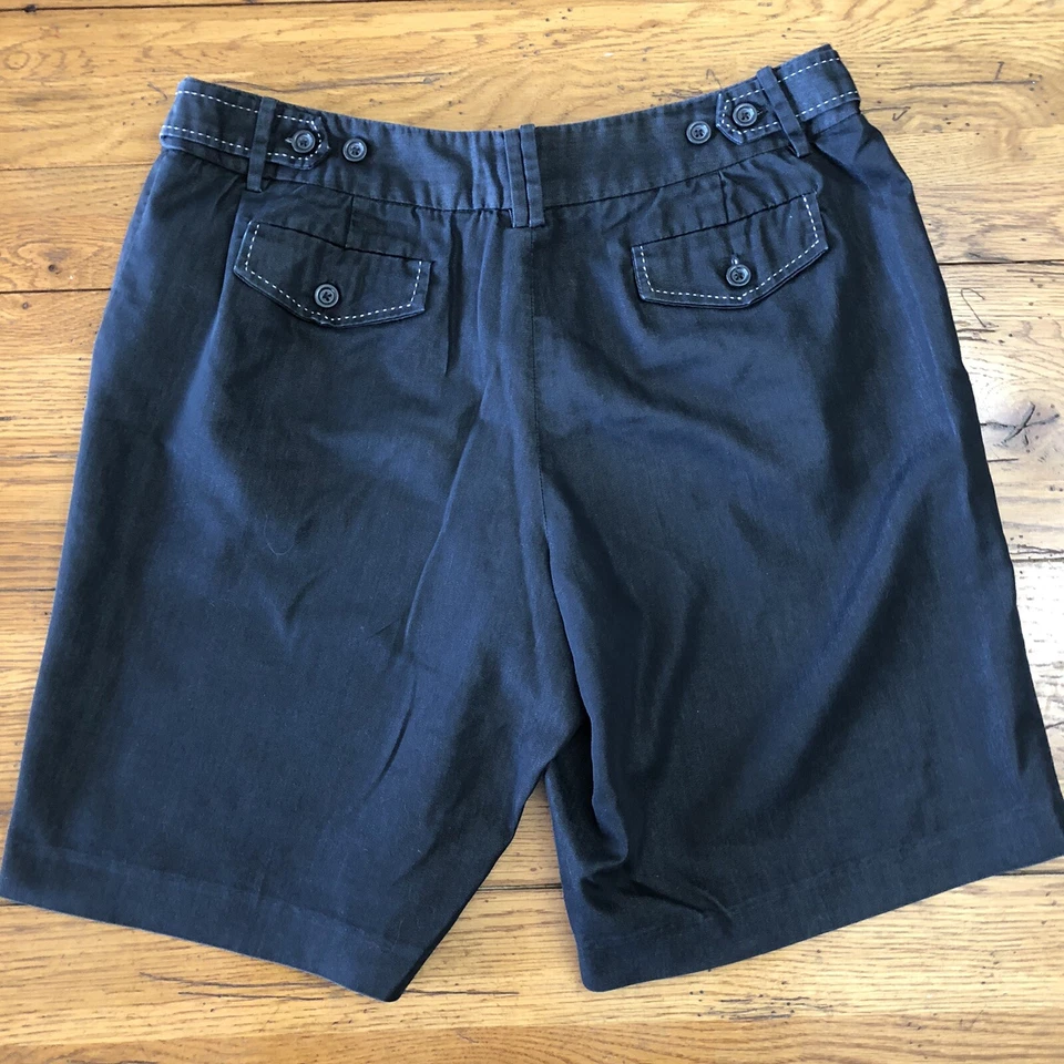 Pantalones Cortos Willi Smith Algodón Poliéster Mezcla Spandex Negros Bolsillos Sólidos Para Mujer 14 Foto 2 de 3