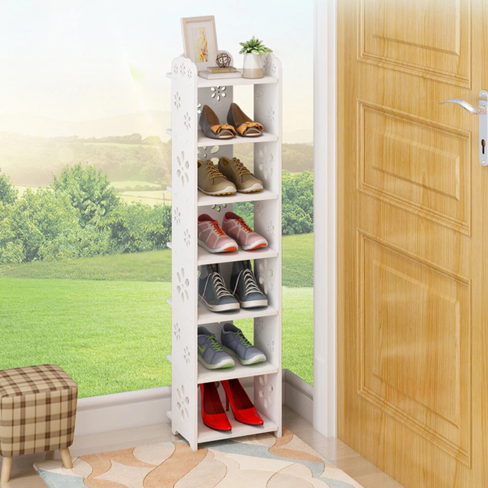 Wooden White Shoe Rack Storage 5 6 7 8 Tier Shelf Cabinet Holder