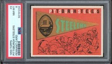 1959 Topps Football 9 Pittsburgh Steelers Pennant Card PSA 8 d2