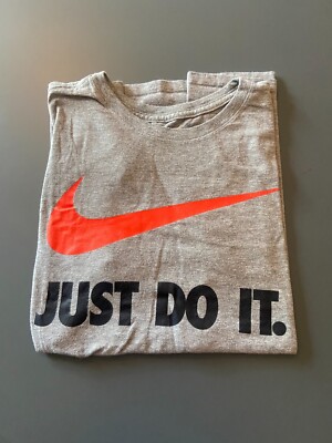 Nike Athletic Cut Men's ''Just Do It'' Short-Sleeve T-Shirt Gray Size Medium