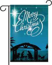 Merry Christmas Jesus Burlap Garden Flag 12 X 18 Inch Double Sided Garden Outdoo