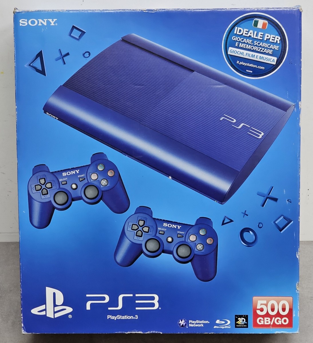 Only Box Sony Playstation 3 PS3 Ultra Slim 500 GB Azurite