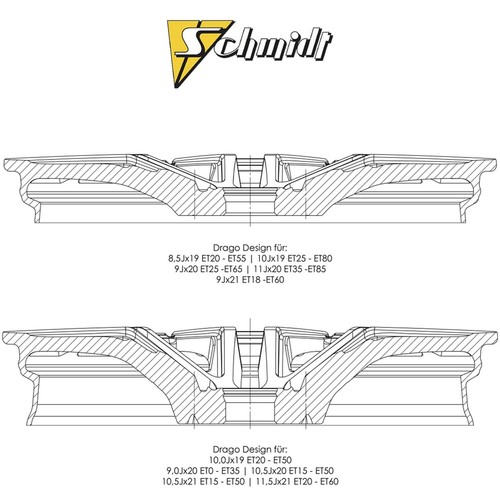 Schmidt Wheels Drago 10.5Jx20 ET17 5x115 SW for Dodge Challenger SRT Widebody - Picture 5 of 5