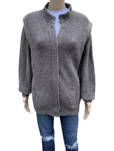 Vintage Knit Wool Coat Brown Oversized Edinburgh Woollen Mill Cardigan - Size S - Image 1