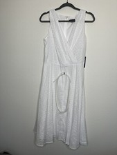 Tommy Hilfiger Women's White Sleeveless Removable Belt Dress Size 10 NWT