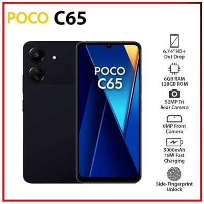 New&Unlocked) Xiaomi POCO C65 6GB+128GB BLACK Dual SIM