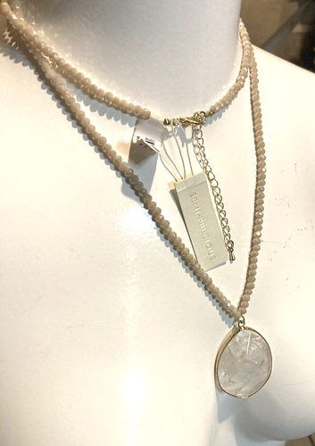 NWT semi precious necklace pink glass teardrop pendant boho fairycore - Picture 3 of 9
