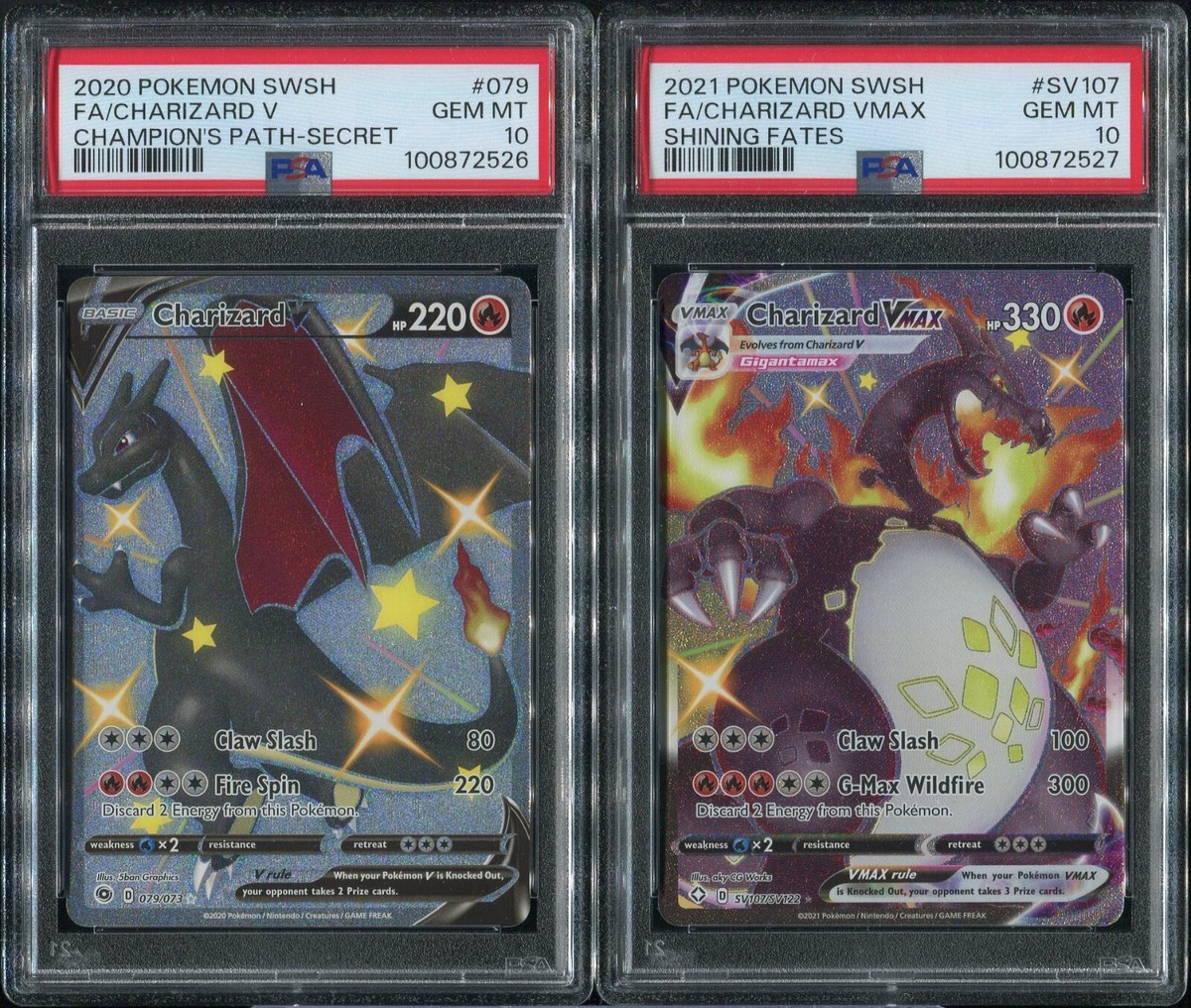 Charizard V & VMAX SEQUENTIAL PSA 10 079 SV107 English Pokemon
