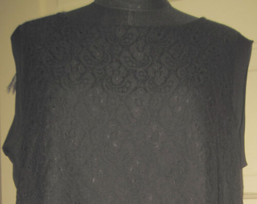 ELLEN TRACY Black Sheer Lace Overlay Sleeveless Keyhole Back Top Shirt ...