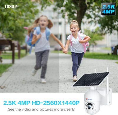 Ctronics 2.5K 4MP Solar Security Camera Wireless Outdoor, 2560x1440P PTZ Camera