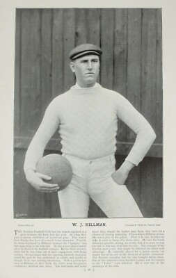 1896 Original Sporting Aufdruck & Text Fußball ~ W.J.Hillman Everton Club