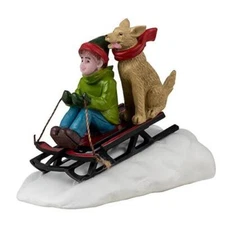 DOGGONE DOWNHILL SLEDDING Lemax CADDINGTON VILLAGE 2024 Dog NEW Sealed #42351