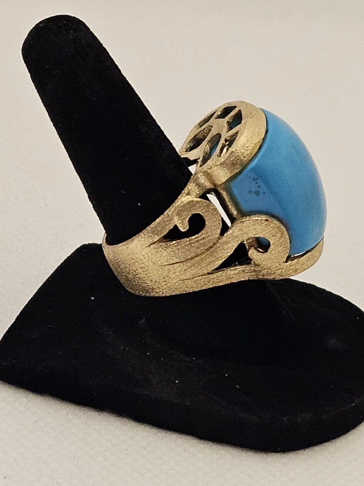Anillo de magnesita Rivka Friedman 18K revestido satinado tallado este oeste S 7 Foto 3 de 4