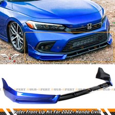 For 2022-2024 Honda Civic Yofer Painted Blue Black Front Bumper Lip Splitter Kit