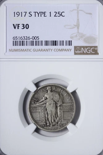 1917-S Type 1 Standing Liberty Quarter NGC VF30 GJCMK