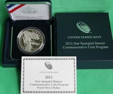 2012 P Star-Spangled Banner PROOF Silver Dollar US Mint $1 Coin Box and COA