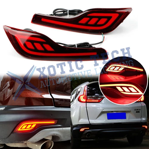 3D Optic LED Rear Bumper Reflector Brake Tail Light Lamp For Honda CRV 2017-2019