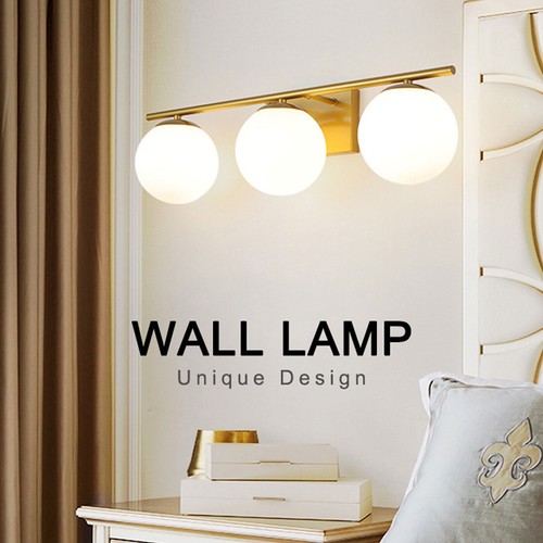 Farmhouse Bathroom Vanity Wall Light Fixture Industrial Rustic Milk White + Gold - 第 8/12 張圖片