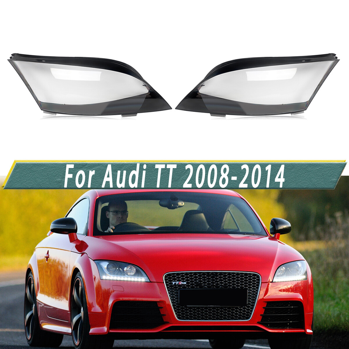 For Audi TT 2008-14 Clear Left & Right Front Headlight Lens
