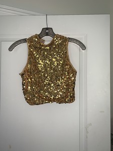 gold sequin dance top