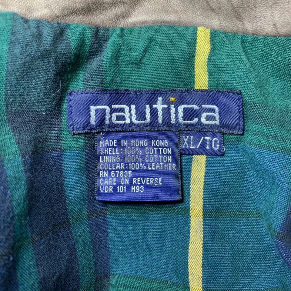 Chaqueta de Colección Nautica Verde Lona Algodón Cuero Cuello Talla XL Foto 4 de 4