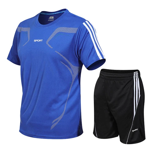 Conjuntos de correr para hombre Ropa deportiva de verano Gimnasio Fitness Trajes Camisetas + Deportes cortos - Imagen 4 de 10