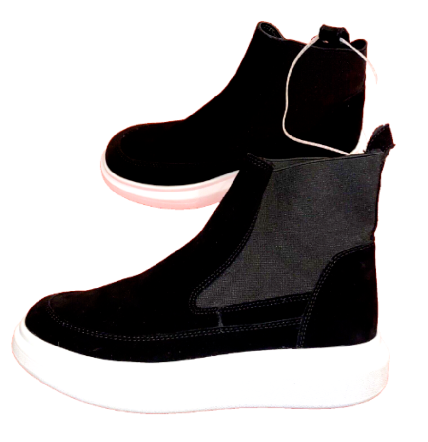 Nurture High Top Ladies Sneaker Platform Booties Black Suede  display picture 1