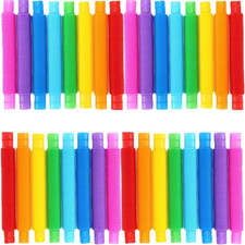 RAM 20 Pack Colourful Pop Tubes Fidget Sensory Stretch Toys Kids Party Gifts