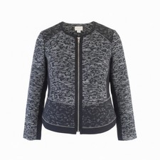 Chico's Pieced Jacquard Long Sleeve Jacket Women's Size 1 Black/White NWT