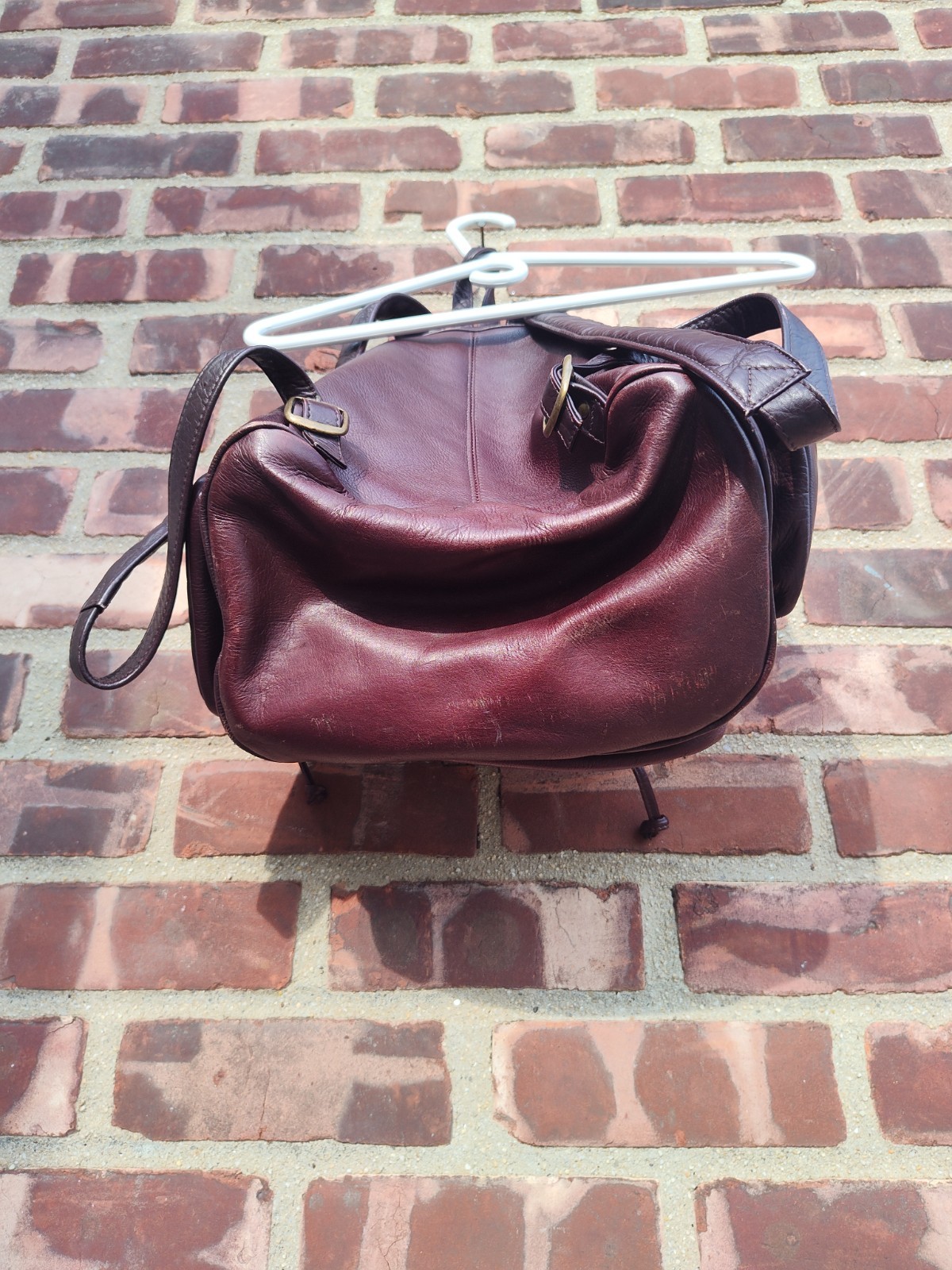 Brown Clava-style Leather Drawstring Backpack - image 9