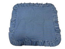Vintage Ralph Lauren Ruffled EURO Pillow Sham Blue White Shirting Stripe USA