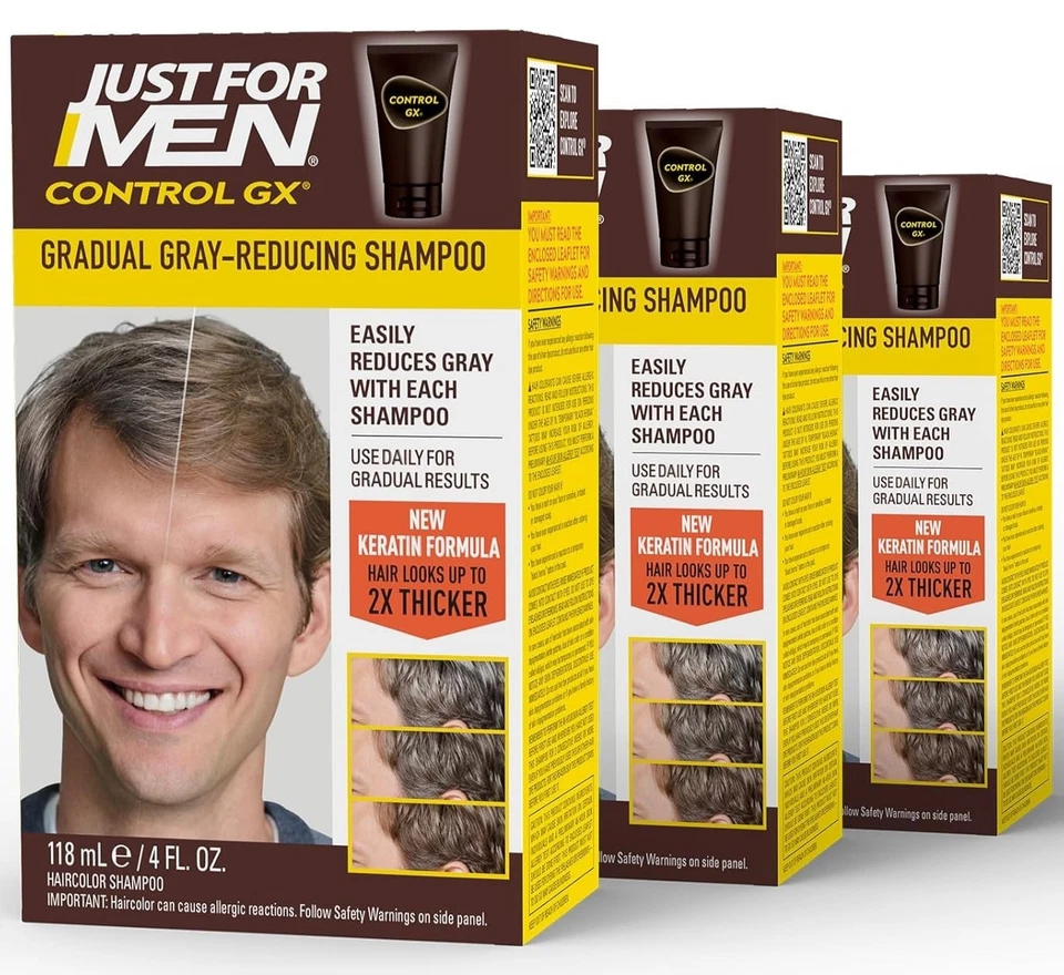 Just for Men Control GX Grey Reducing Shampoo for Lighter Shades Hair Pack of 3 - Image 2 of 4