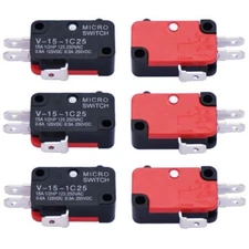 Micro Limit Switch V-15-1C25  SPDT Momentary Snap Button AC 250V 15A New 6 Pack