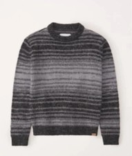 MWT Abercrombie  Kids Boys Pattern Crewneck Sweater Grey Stripe 9/10 MSRP 44.9